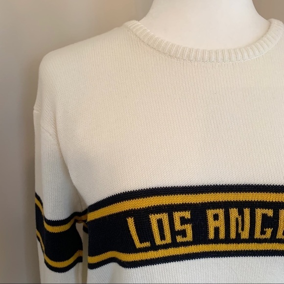 SOLD! Brandy Melville Women’s One Size White Los Angeles Knit Collegiate Sweater - Picture 2 of 8